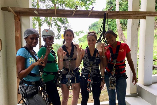 Trinidad Zipline Adventure - Getting fitted for the ropes course